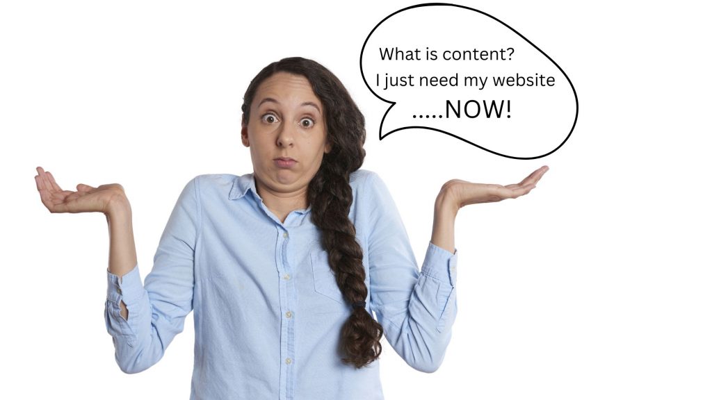 Woman who doesn't understand what web content is
